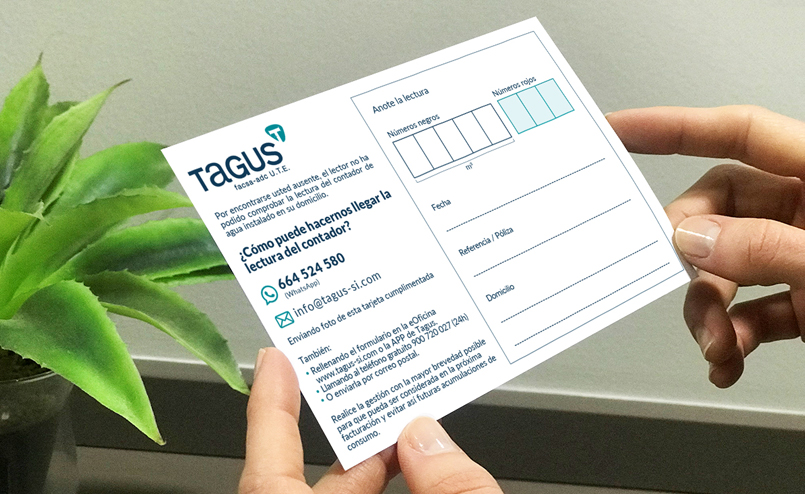 TAGUS ofrece a los abonados la opción de hacernos llegar la lectura de contador por WhatsApp al 664 524 580