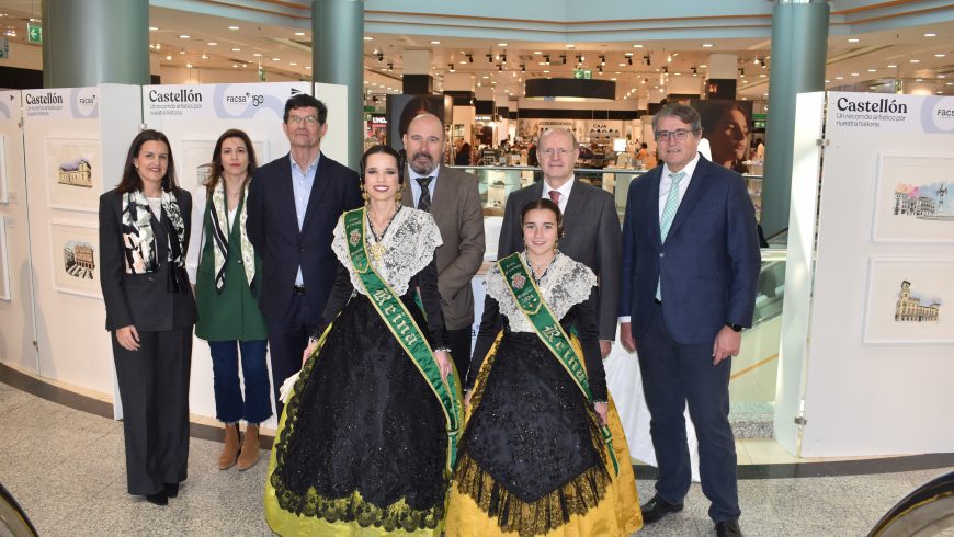 Las Reinas de la Magdalena inauguran una exposición en El Corte Inglés con la que Facsa rinde homenaje a Castellón