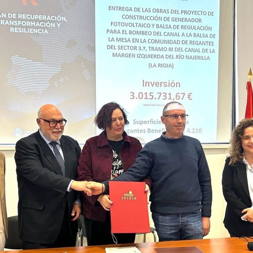 El Ministerio de Agricultura, Pesca y Alimentación pone en marcha nuevas infraestructuras para ahorrar agua y energía en regadíos de La Rioja por 14 millones de euros